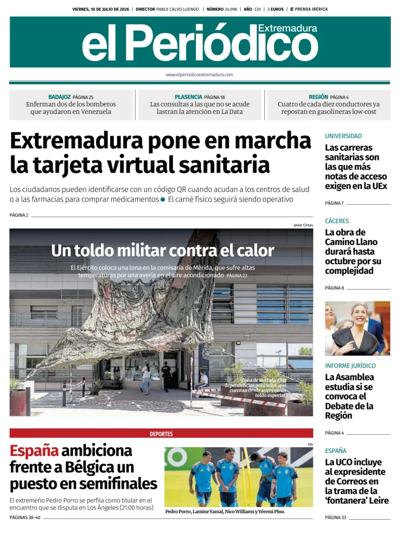 Portada de El Periódico Extremadura