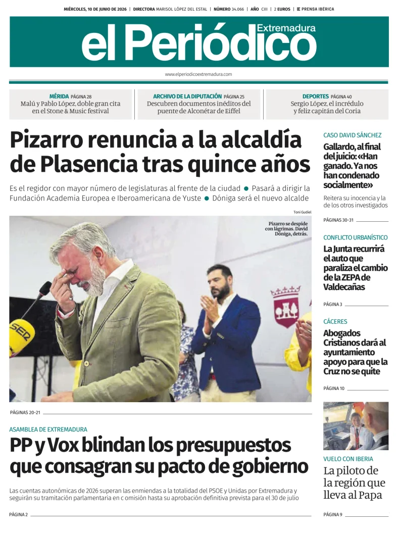 Portada de El Periódico Extremadura