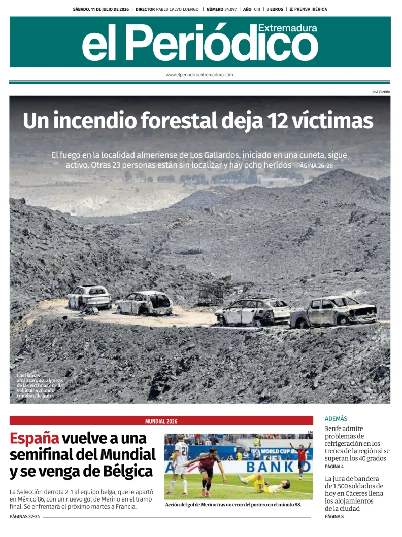 Portada de El Periódico Extremadura