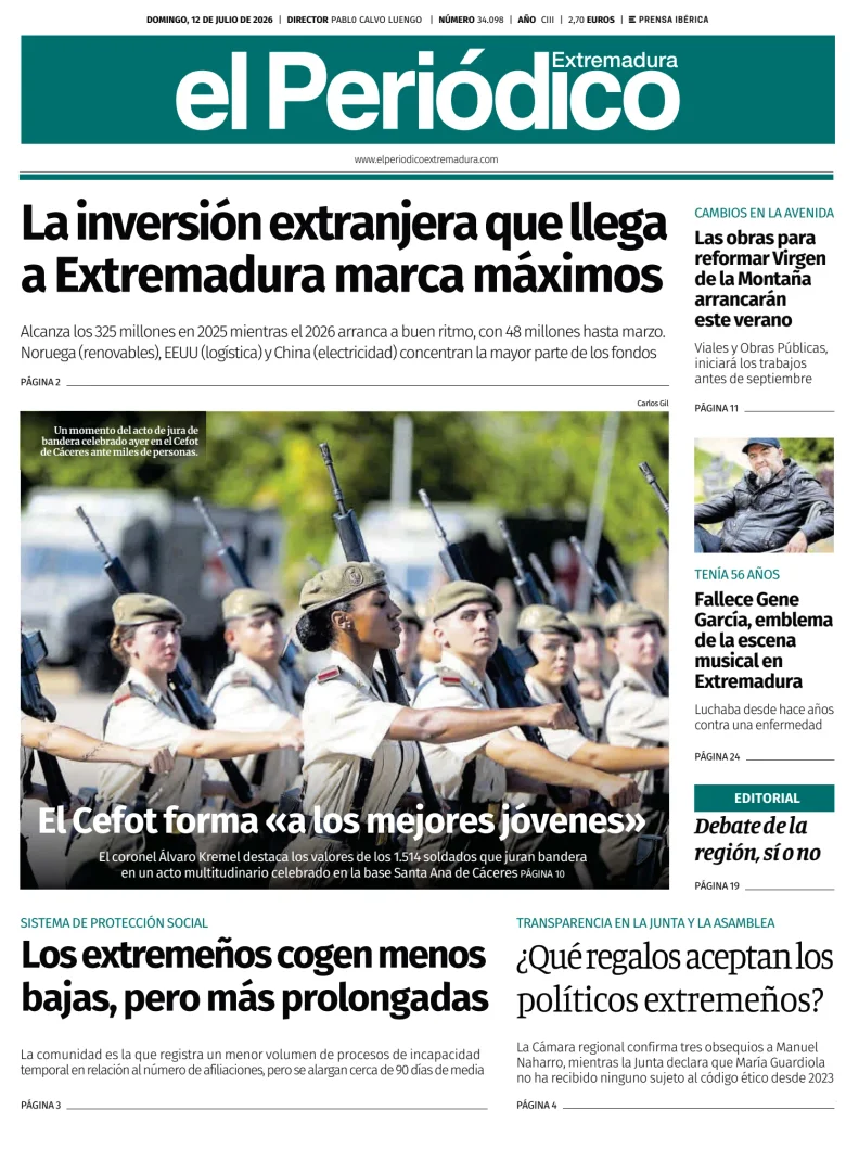 Portada de El Periódico Extremadura