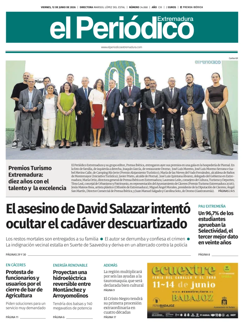 Portada de El Periódico Extremadura