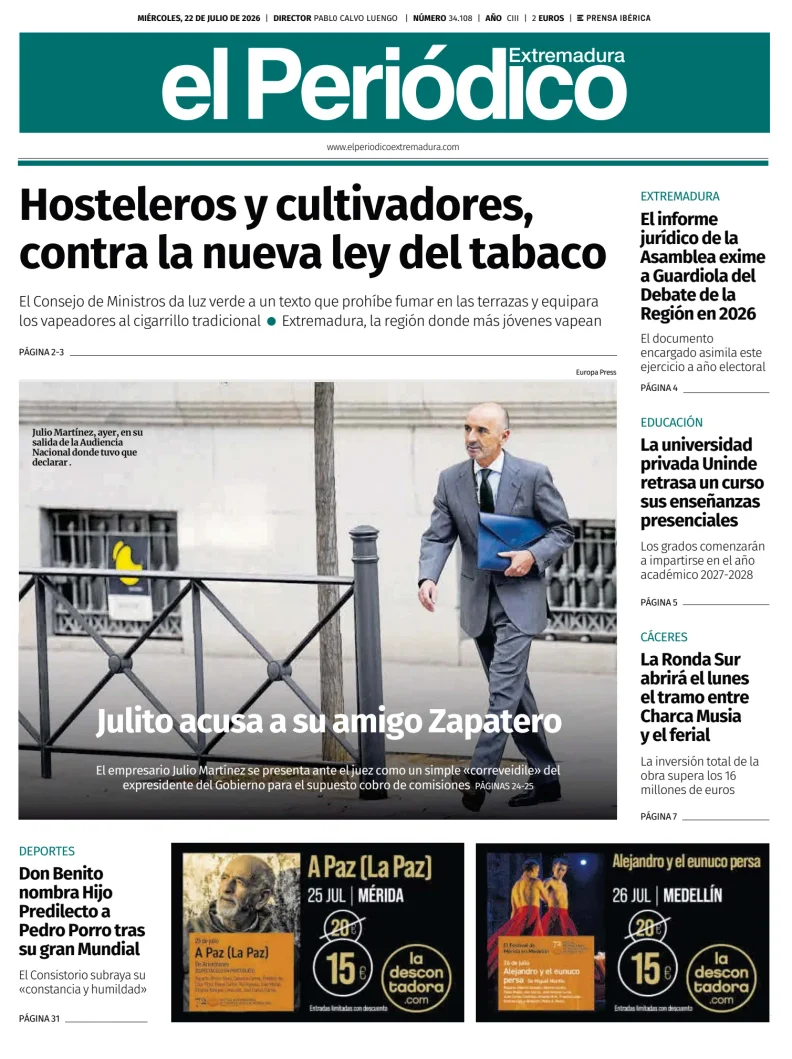 Portada de El Periódico Extremadura