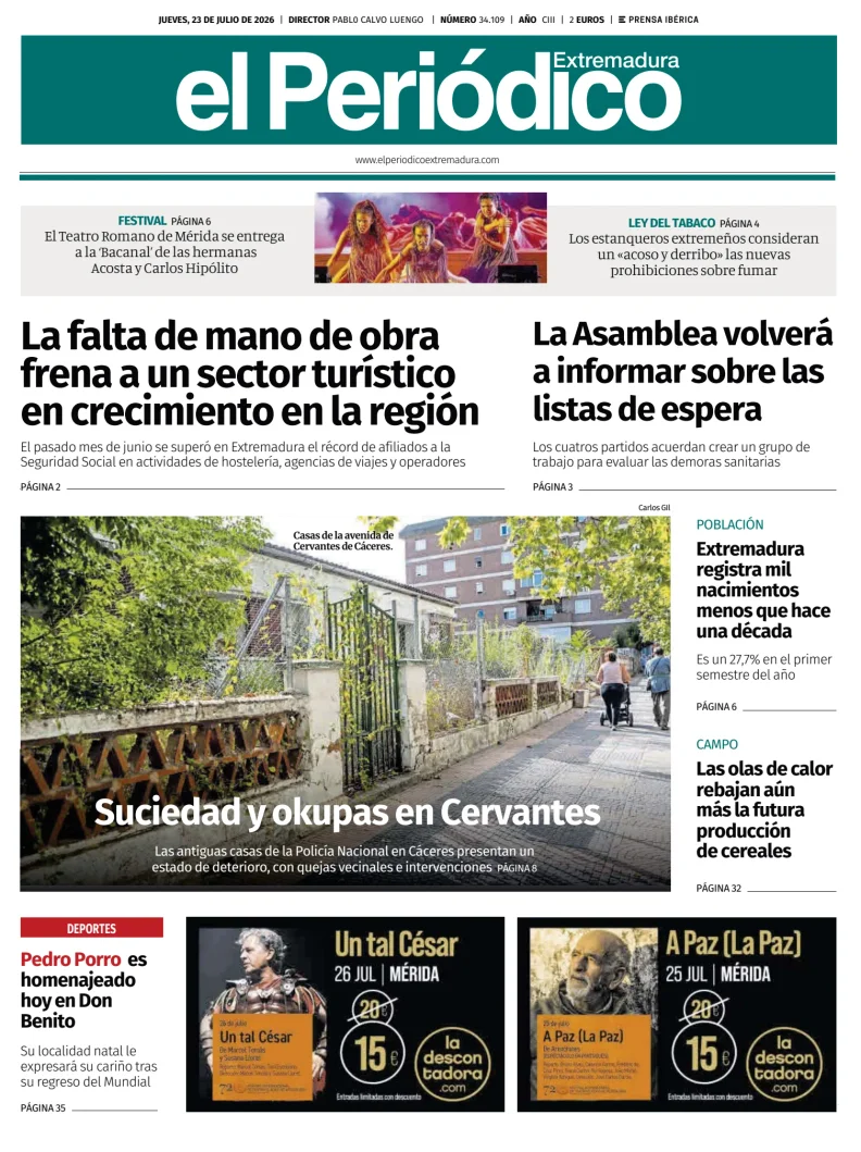 Portada de El Periódico Extremadura