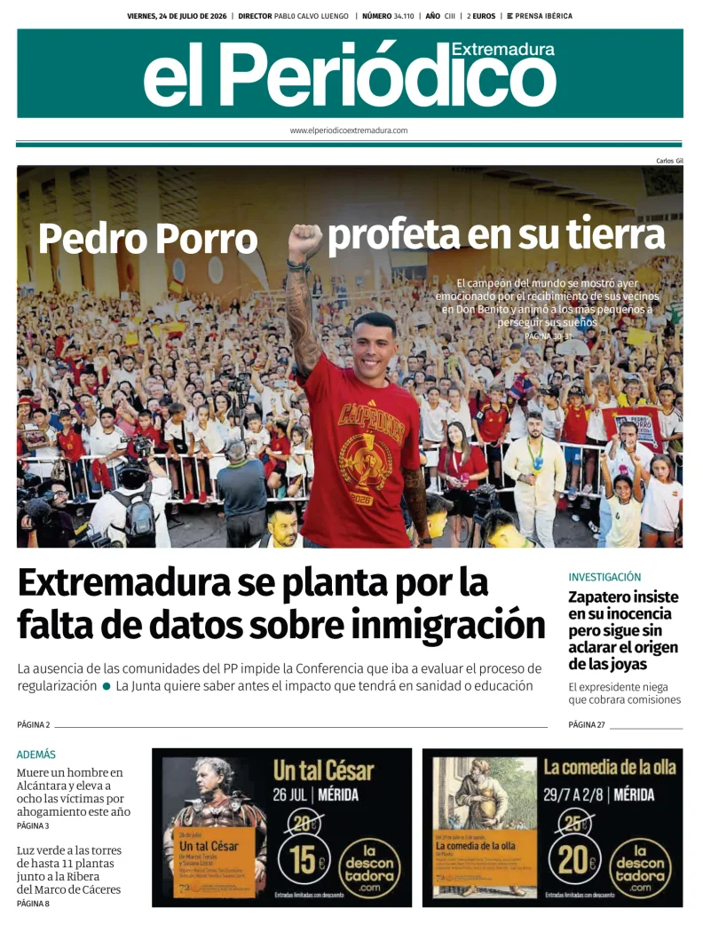 Portada de El Periódico Extremadura