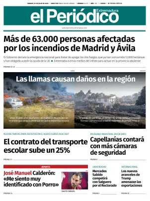 Portada de El Periódico Extremadura, 25 de julio de 2026