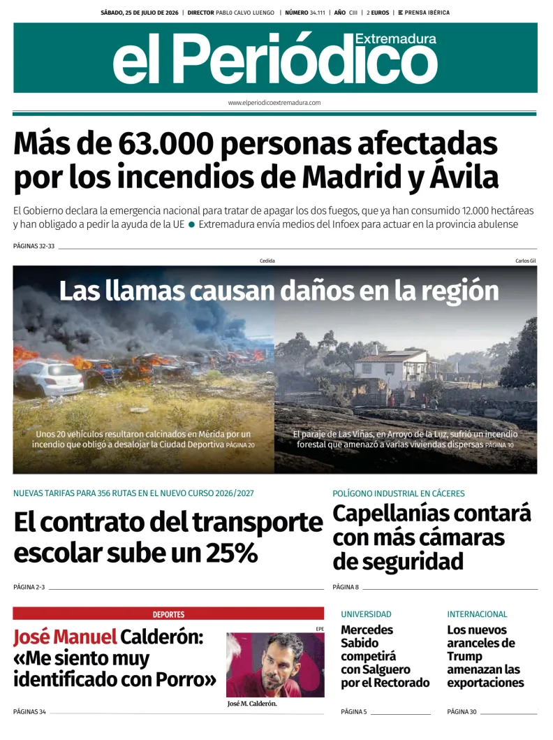 Portada de El Periódico Extremadura