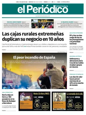 Portada de El Periódico Extremadura, 27 de julio de 2026