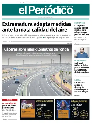 Portada de El Periódico Extremadura, 28 de julio de 2026