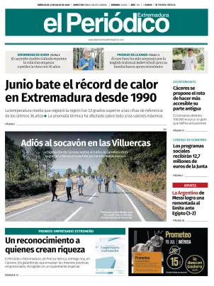 Portada de El Periódico Extremadura, 8 de julio de 2026