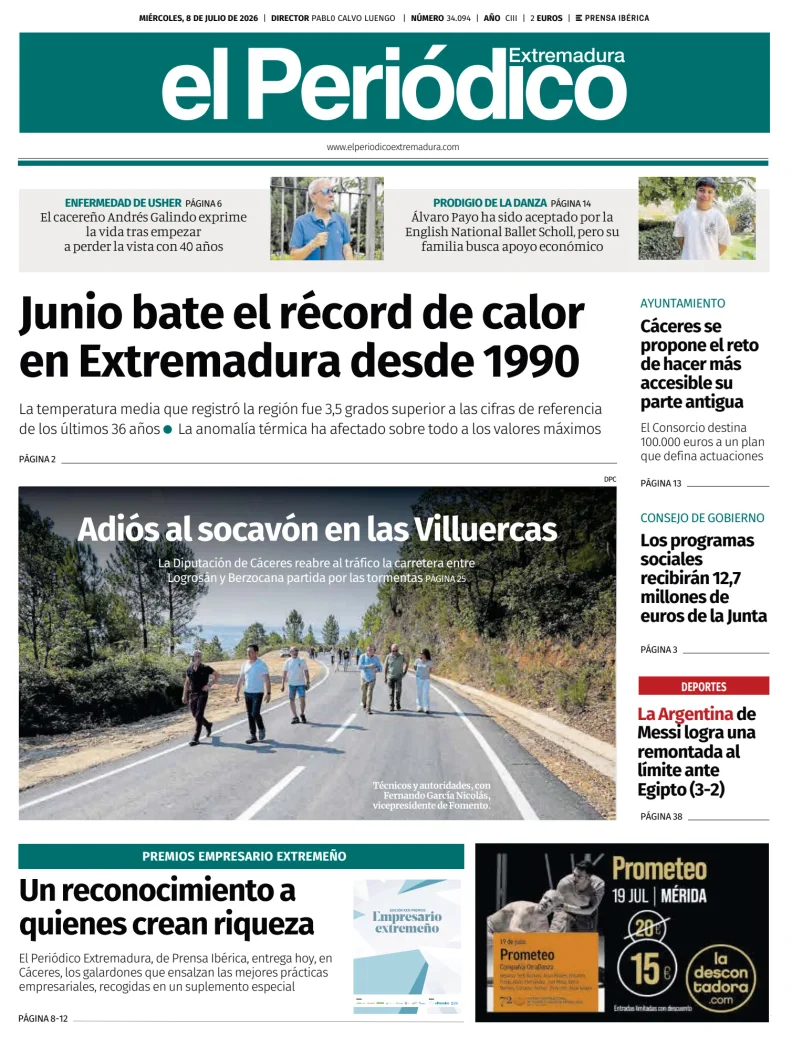 Portada de El Periódico Extremadura
