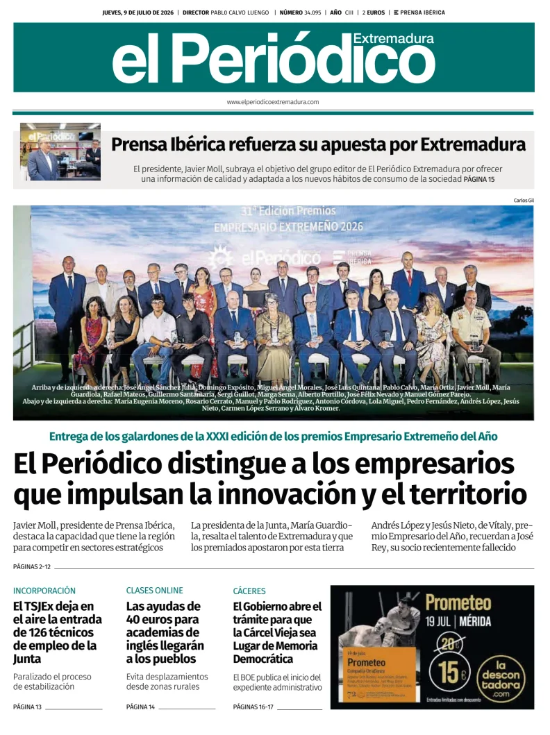 Portada de El Periódico Extremadura