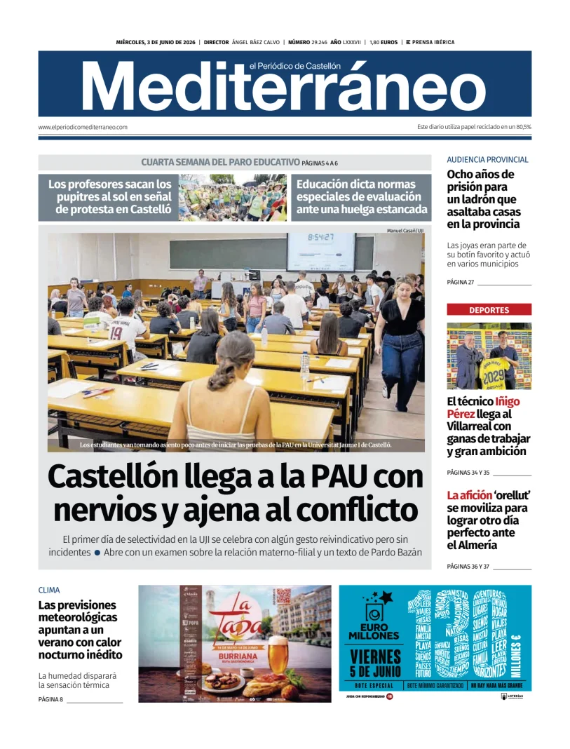 Portada de El Periódico Mediterráneo, 3 de junio de 2026