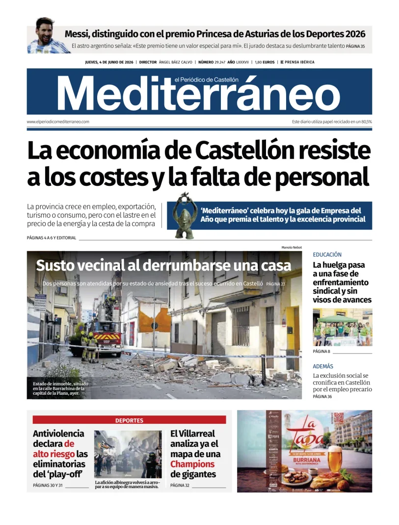 Portada de El Periódico Mediterráneo