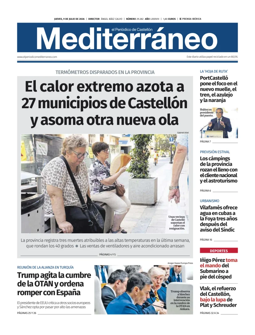 Portada de El Periódico Mediterráneo