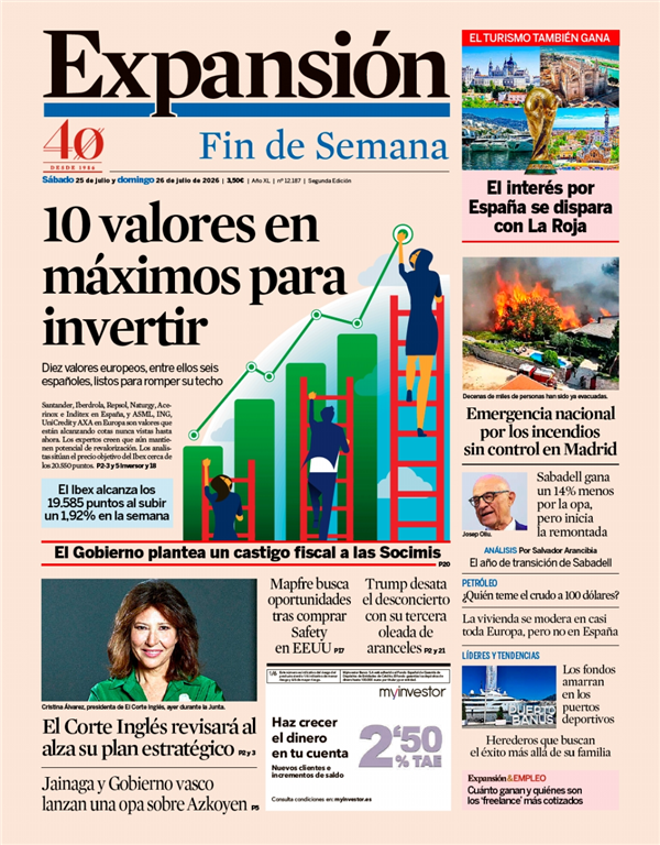 Portada de Expansión, 25 de julio de 2026