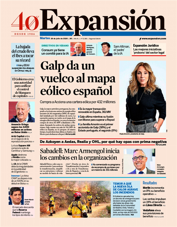 Portada de Expansión, 28 de julio de 2026