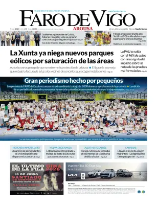 Portada de Faro de Vigo (Arousa), 12 de junio de 2026