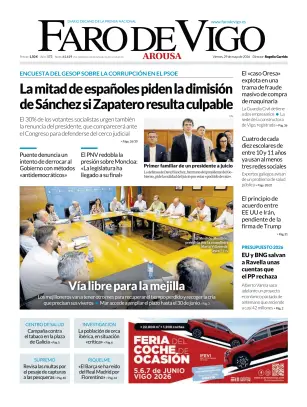 Portada de Faro de Vigo (Arousa), 29 de mayo de 2026