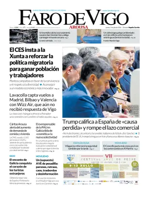 Portada de Faro de Vigo (Arousa), 9 de julio de 2026