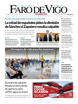 Portada de Faro de Vigo (O Morrazo), 29 de mayo de 2026