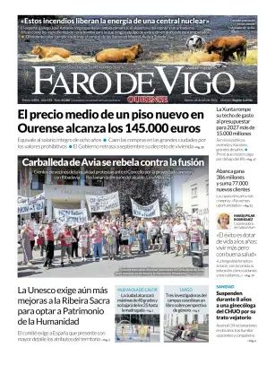 Portada de Faro de Vigo (Ourense), 28 de julio de 2026