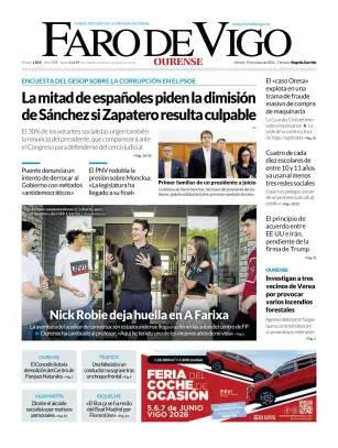 Portada de Faro de Vigo (Ourense), 29 de mayo de 2026