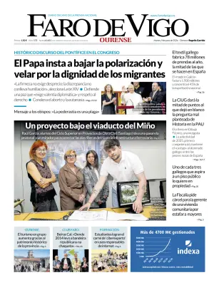 Portada de Faro de Vigo (Ourense), 9 de junio de 2026