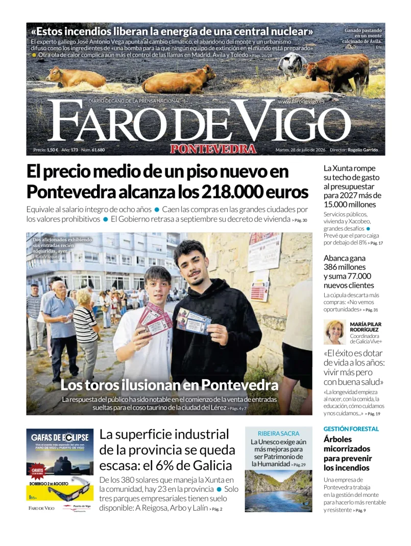 Portada de Faro de Vigo (Pontevedra)