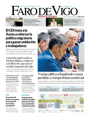 Portada de Faro de Vigo (Pontevedra), 9 de julio de 2026