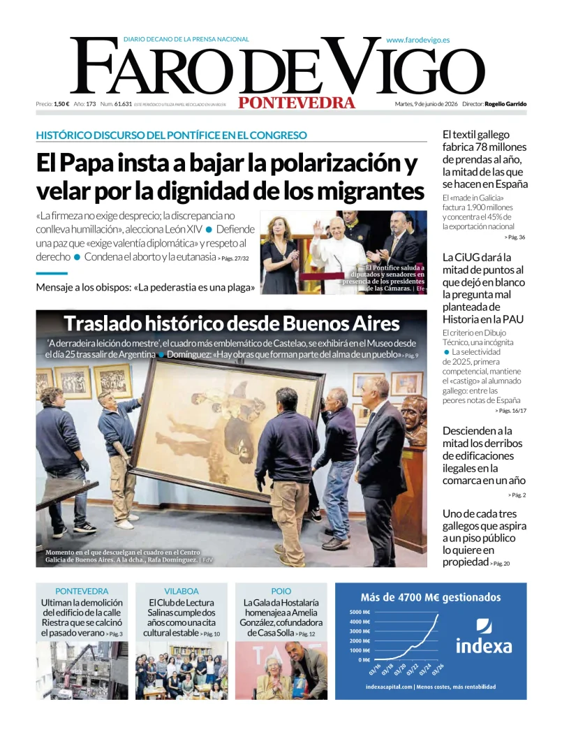 Portada de Faro de Vigo (Pontevedra)