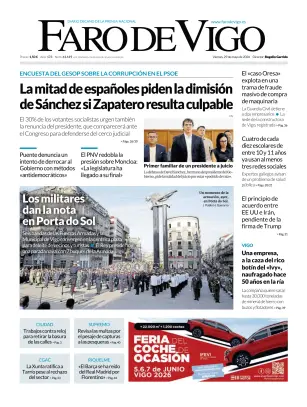 Portada de Faro de Vigo, 29 de mayo de 2026