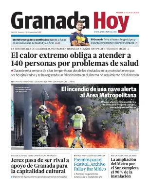 Portada de Granada Hoy, 25 de julio de 2026