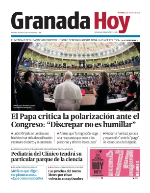 Portada de Granada Hoy, 9 de junio de 2026