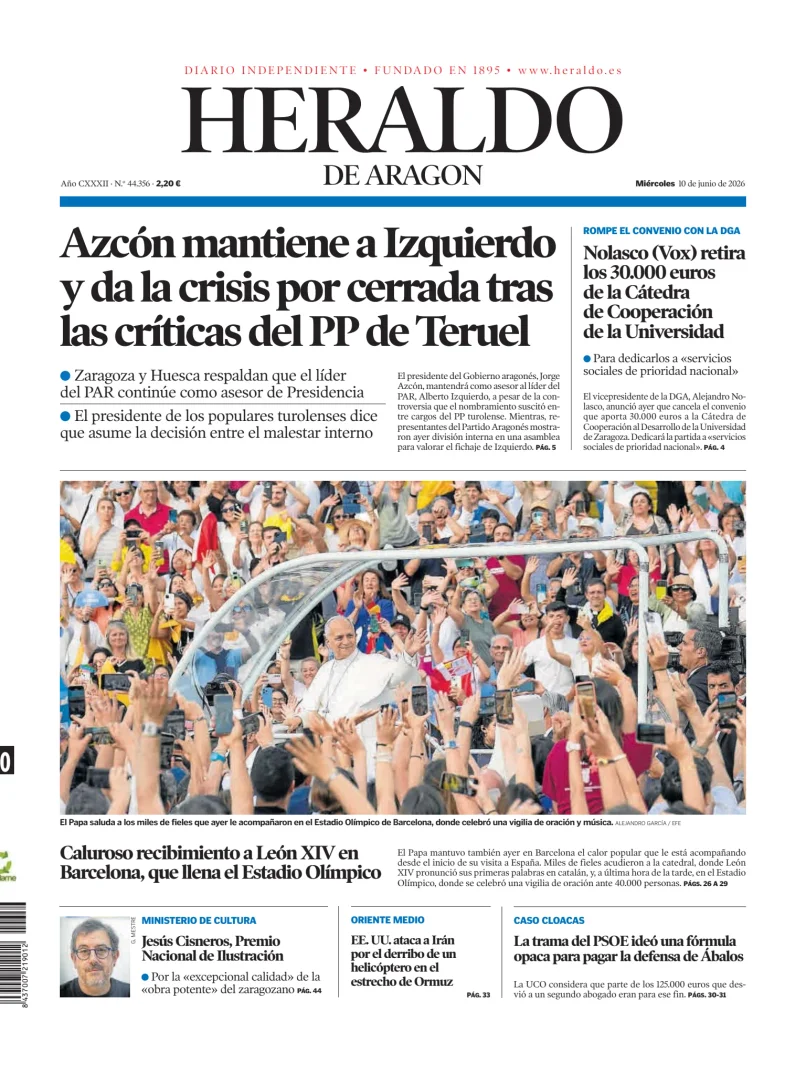Portada de Heraldo de Aragón