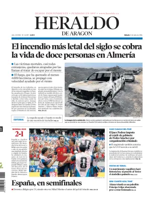 Portada de Heraldo de Aragón, 11 de julio de 2026