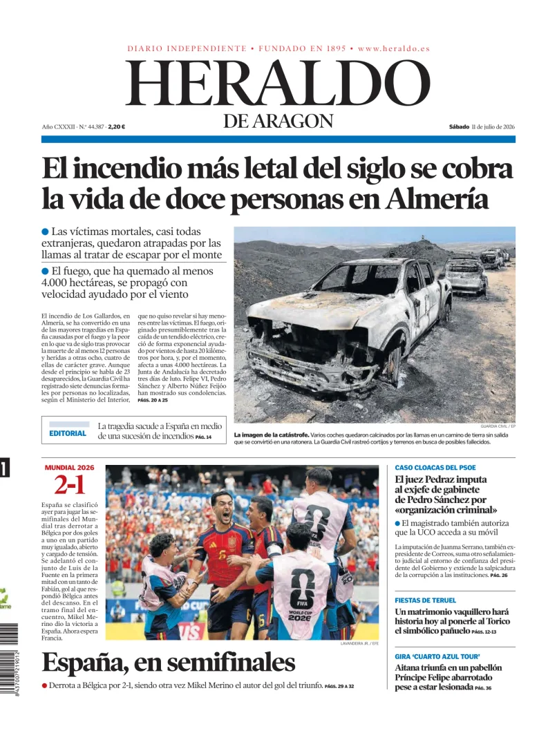 Portada de Heraldo de Aragón