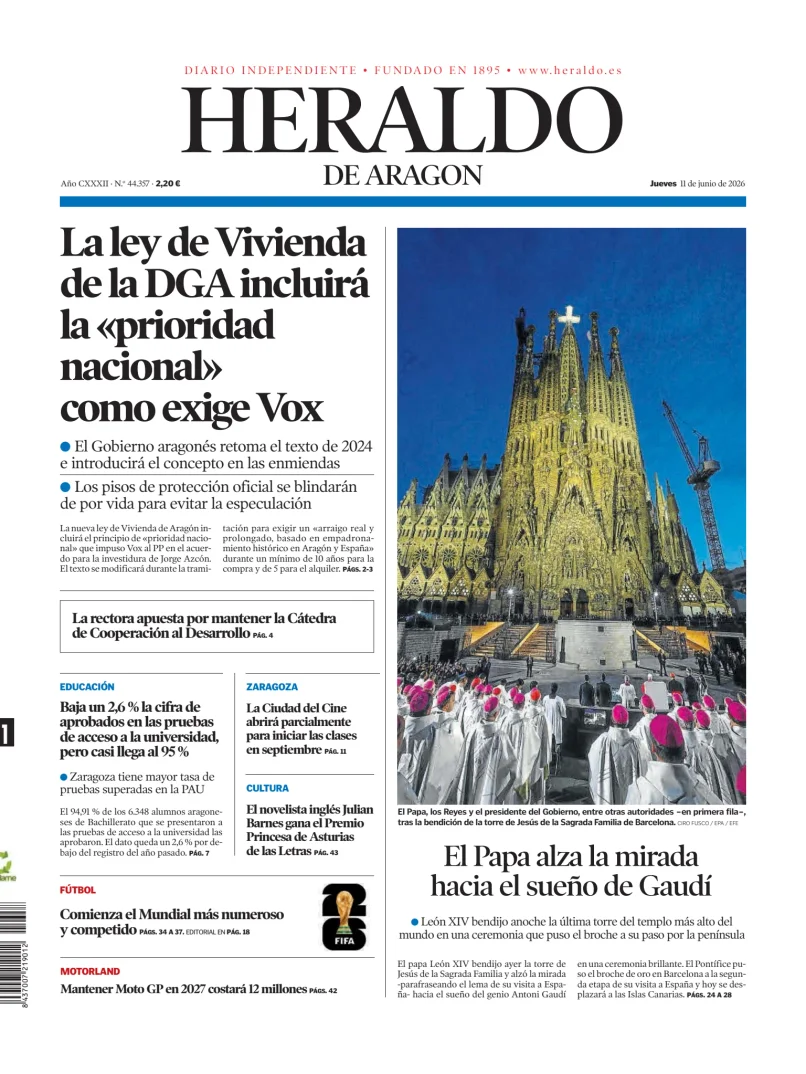 Portada de Heraldo de Aragón