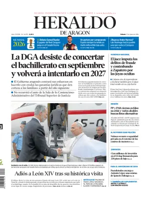 Portada de Heraldo de Aragón, 13 de junio de 2026