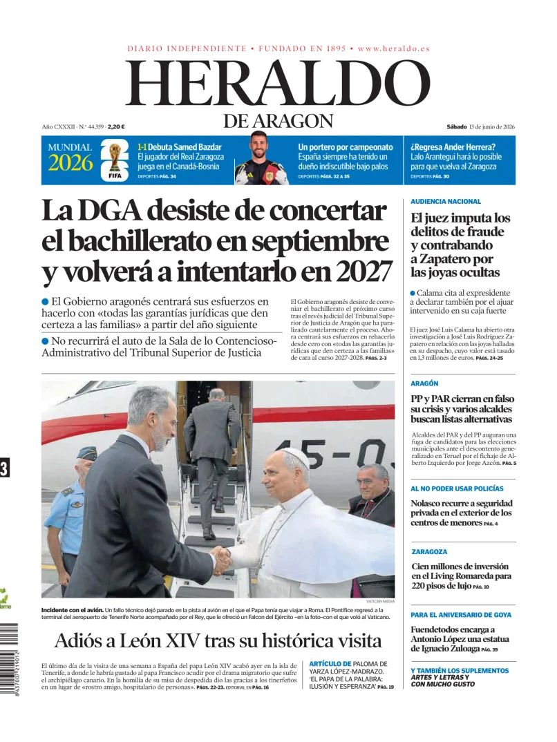 Portada de Heraldo de Aragón