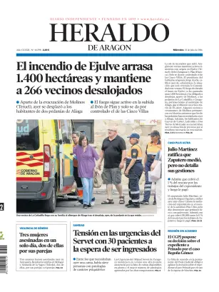 Portada de Heraldo de Aragón, 22 de julio de 2026
