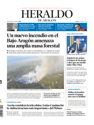 Portada de Heraldo de Aragón, 24 de julio de 2026