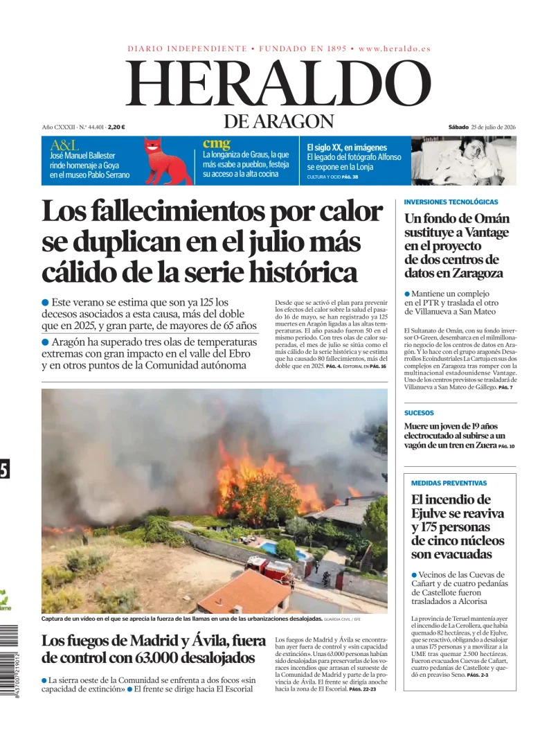 Portada de Heraldo de Aragón