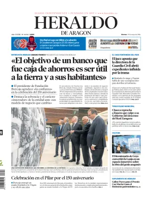 Portada de Heraldo de Aragón, 29 de mayo de 2026