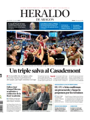 Portada de Heraldo de Aragón, 30 de mayo de 2026