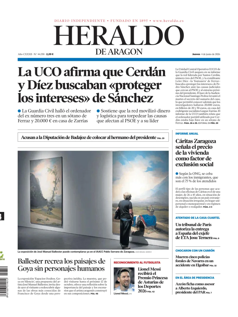 Portada de Heraldo de Aragón