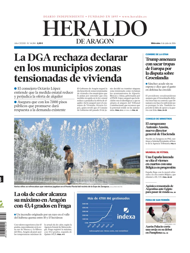 Portada de Heraldo de Aragón