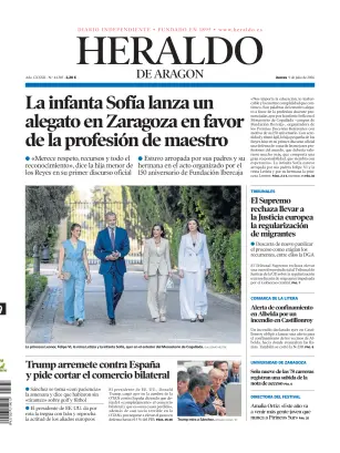 Portada de Heraldo de Aragón, 9 de julio de 2026