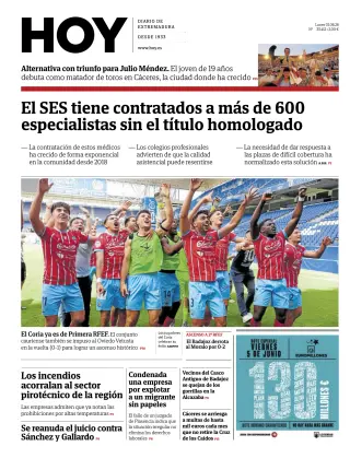 Portada de Hoy, 1 de junio de 2026