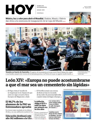 Portada de Hoy, 12 de junio de 2026