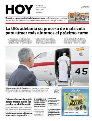 Portada de Hoy, 13 de junio de 2026